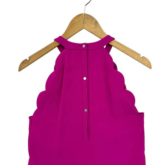 A.L.C. Dress Sleeveless Alexis Scallop Hem Crepe Shift Magenta Pink - Picture 4 of 6